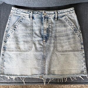 Faded Blue Denim Mini Skirt